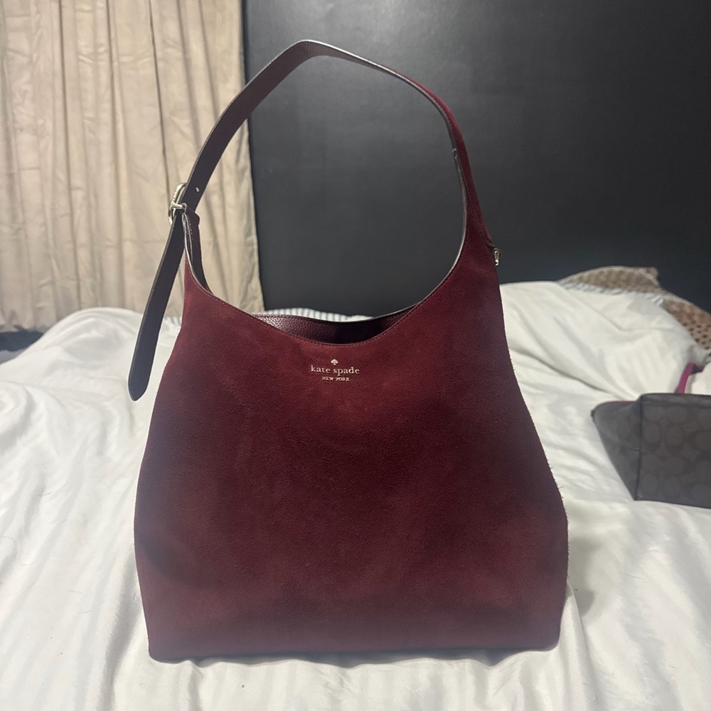 Kate Spade Deep Red Suede Hobo Bag